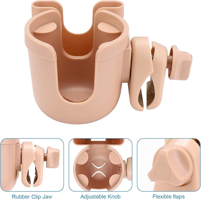 Accmor Stroller Cup Holder with Phone Holder, Bike Cup Holder, Universal Cup Holder for Uppababy Nuna Doona Strollers, 2-in-1 Cup Holder for Walker, Wheelchair, Scooter
