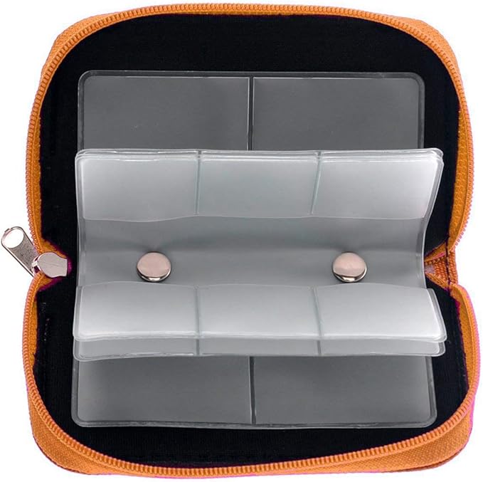 Memory Card Case - Carrying Case Suitable for Micro SD, Mini SD and 4X CF, Card Holder Bag Wallet for Media Storage Organization (Orange)