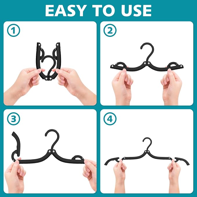10 Pcs Travel Hangers Portable Foldable Travel Hanger Organizer, Plastic Cruise Ship Accessories Essentials 2026 Clothes Hanging Rack Folding Hangers for Travel Camping Fly RV Europe Suitcase, Multi