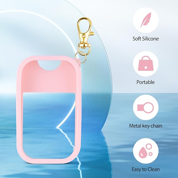 Silicone Case Compatible with Touchland Hand Sanitizer Spray, Protective Case with Keychain for Power Mist and Glow Mist 1 fl oz, Hand Sanitizer Spray Accessory (Pink, 1 Pack)