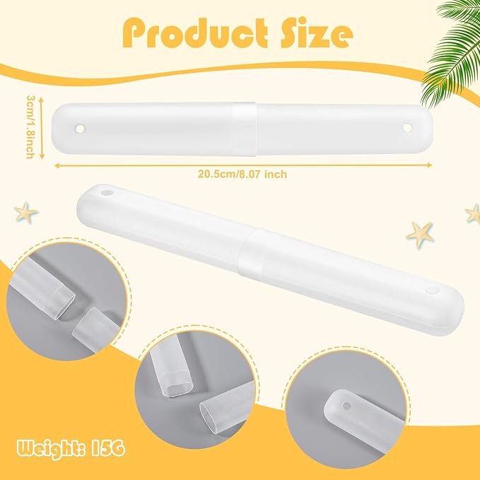 CHENGU 40 Pieces Travel Toothbrush Holder Case Portable Plastic Clear Case Holder Toothbrush Carrier Cover Storage Bulk Containers for Traveling Camping Bathroom Business School(White)