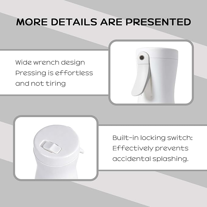 Spray Bottle for Hair, 2 Pack 95ml Small Continuous Water Mist Spray Bottle, Ultra Fine Mist for Face, Hairstyling, Salon, Cleaning, Toners, Hydration & Makeup, Travel Size Leak-Proof Bottles White