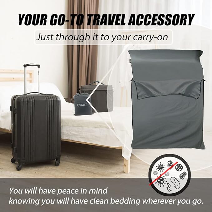 Frelaxy Sleeping Bag Liner, XL Travel Sheet & Camping Sheet for Backpacking, Hotel, Hostels & Traveling, Comfy & Easy Care, 4 Seasons Warm Cold Weather