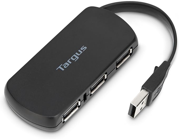 Targus 4-Port USB 2.0 Hub, Black - Compatible with PC and Mac, Sleek and Travel Friendly (ACH114US)