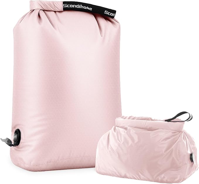 Travel Compression Laundry Bag, Pump-Free Vacuum Space Saver Bag for Dirty Clothes, Reusable Waterproof Wet Dry Bag, Travel Laundry Bag for Luggage, Packing, Suitcase (1 Pcs)（Pink, L)
