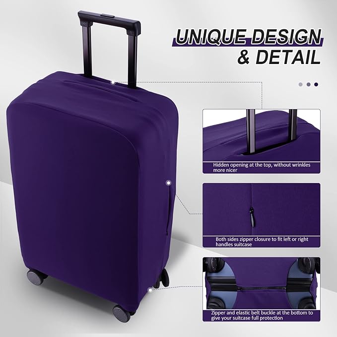 Travel Luggage Cover - Scratch-Resistant Fit 19-31 Inch Suitcase Protector (Purple, S(19-21 inch))