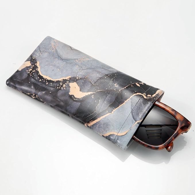 TRIUMPH VISION Squeeze Leather Sunglasses Pouch - 3 Pack Glasses Case Soft Eyeglass Sleeve Pouch Holder