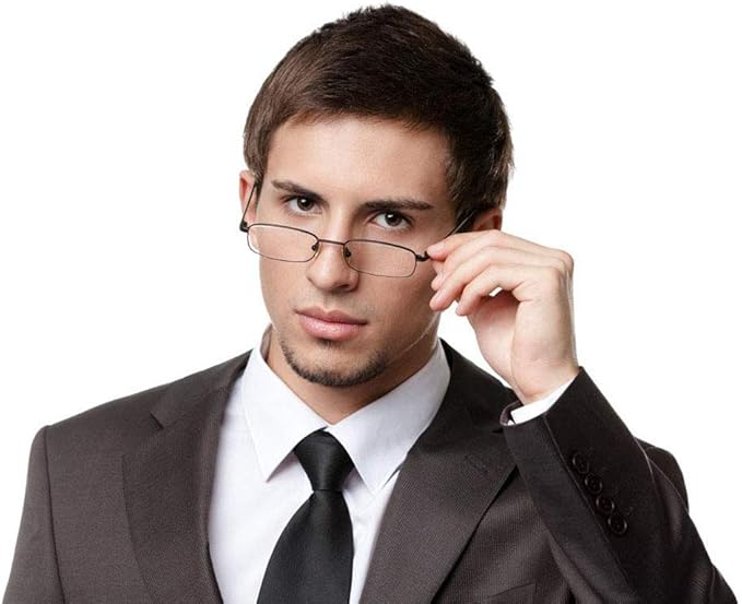Viseng Slim Mini Metal Reading Glasses Compact Lightweight Portable Readers with Glasses Case for Reading Case,Black+Black+1.0