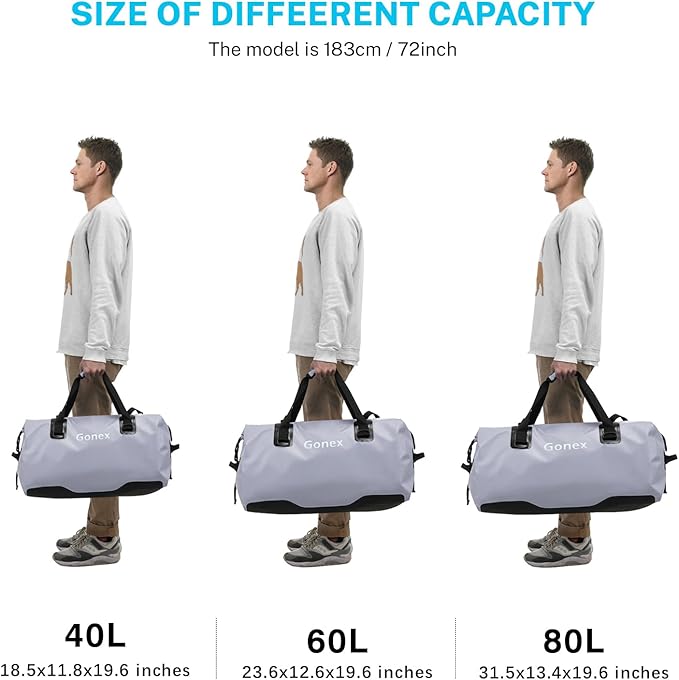 Gonex Extra Large Waterproof Duffle Travel Dry Duffel Bag Heavy Duty Bag with Durable Straps & Handles for Kayaking Paddleboarding Boating Rafting Fishing
