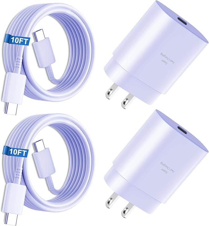 USB C Charger,25W Super Fast Charging Block Phone Charger Android &Fast Charger Type C 10Ft Cable Cord for Samsung Galaxy S26/S25/S24/S24+/S24 Ultra/S23/S23+/S23Ultra/S22/S22+/S22Ultra/S21/S20/Note 20