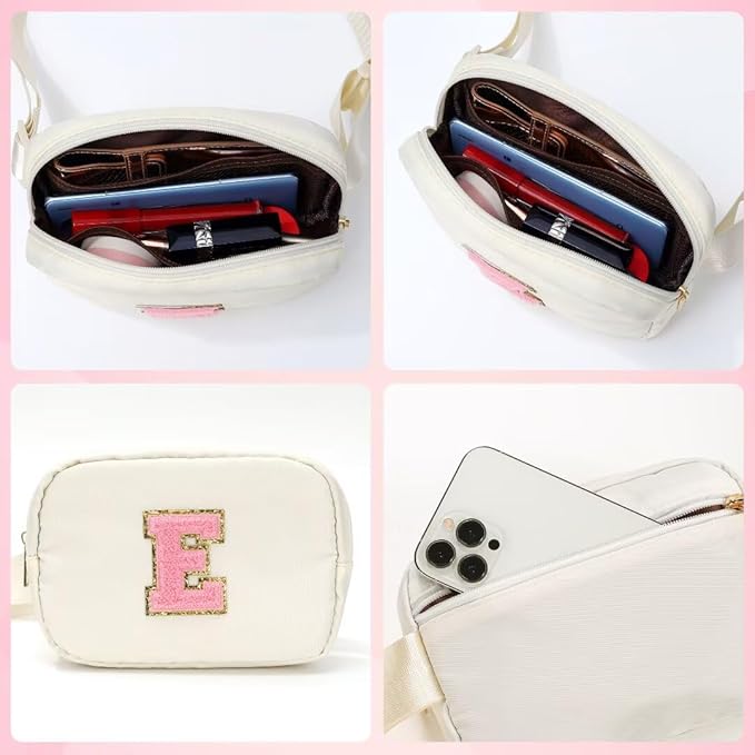 YOOLIFE Sisters Gifts from Sister - Sister Birthday Gifts, Big Sister Gifts White Initial Crossbody Bag Belt Bag for Sister Z, Beige