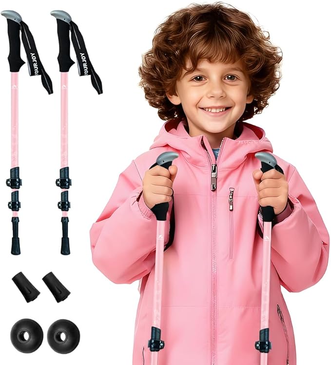 Hiking Trekking Poles for Kids, 2 Pack Anti Shock, Adjustable, Collapsible Hiking Poles for Trekking or Walking, Lightweight Aluminum Sticks