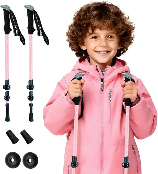 Hiking Trekking Poles for Kids, 2 Pack Anti Shock, Adjustable, Collapsible Hiking Poles for Trekking or Walking, Lightweight Aluminum Sticks
