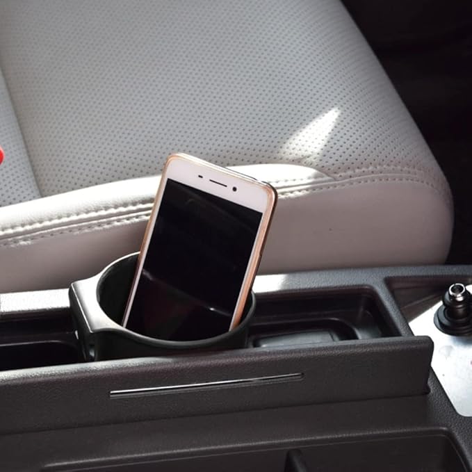 MiOYOOW Car Cup Holder Hook, Wear-Resistant Auto Drink Holder 3.54'' Caliber Window Door Cup Holder with Ventilation Clip for Coffee Water Bottles Key Coin Brown