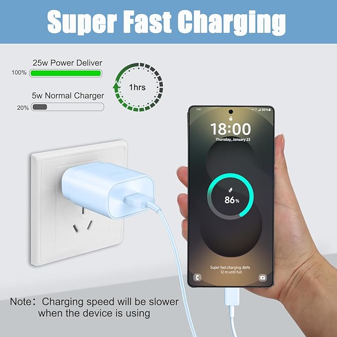 Fast Charger Type C,25W S23 Ultra Charger PD/PPS USB C Super Fast Charging Block&10FT Long Type C Cable Cord for Samsung Galaxy S26/S25/S24/S24+/S24 Ultra/S23/S23+/S23 Ultra/S22/S22+/S22 Ultra/S21/S20