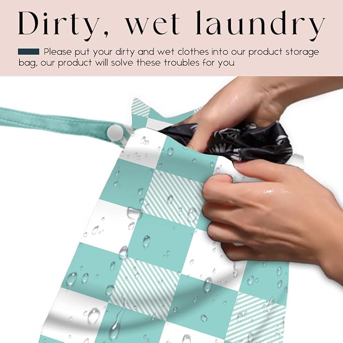 Wet Bag, 4Pcs Wet Dry Bag Set, Reusable Waterproof Bags with Vibrant Plaid for Women, Versatile for Beach, Pool, Weekend Travel & Daily Essentials Keeping