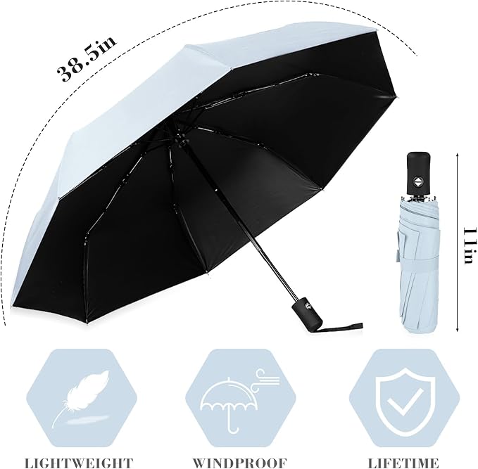 Jexine 6 Pcs Windproof Travel Umbrella for Rain Compact Small Automatic Lightweight Portable Umbrella for Men Women Backpack