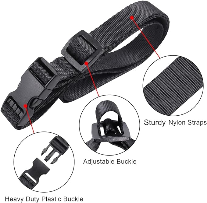 Vigorport Utility Straps Quick Release Nylon Backpack Accessory Bag Strap,Adjustable for Hiking,Travel,Outdoor Sports-4 Pack (Black, 0.75" W-40 L)