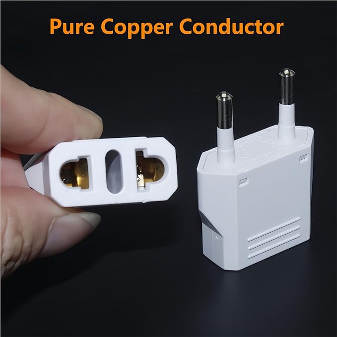 US to Europe Plug Adapter - European Travel Plug Adapter,Type C Wall Plug Power Converter for Europe,White,8 Pack