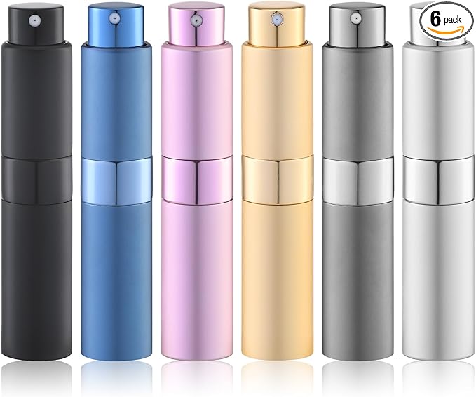 Lulupack Travel Perfume Bottle Refillable - 5ml Cologne Spray Atomizer Mini - Small Travel Size Empty Sprayer for Refill Sample Container - Portable Fragrance Decant Dispenser for Women Men 6PCS Grey