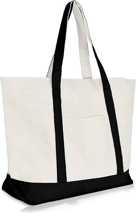 22" Heavy Duty Cotton Canvas Tote Bag (Zippered)