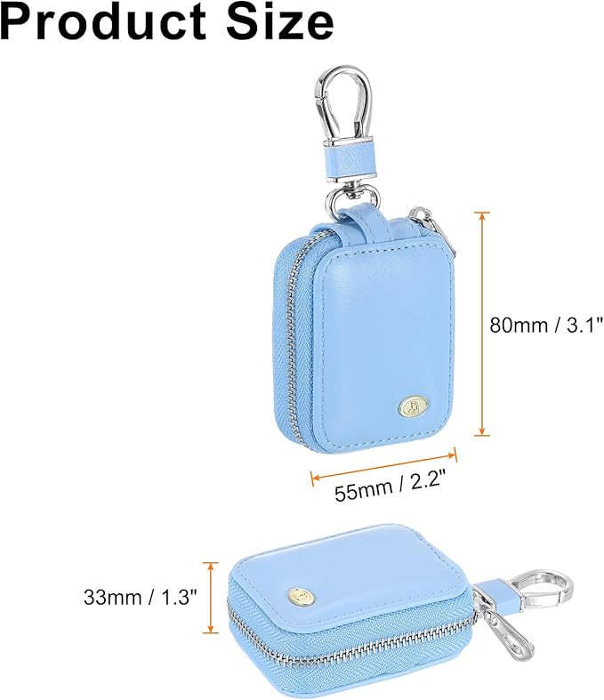 HARFINGTON Earbuds Cases, Earphone Case Holder, PU Leather Ear Buds Case Zipper Organizer Small with Mesh Pocket for USB Cable, Wireless Wired Earphones, Blue