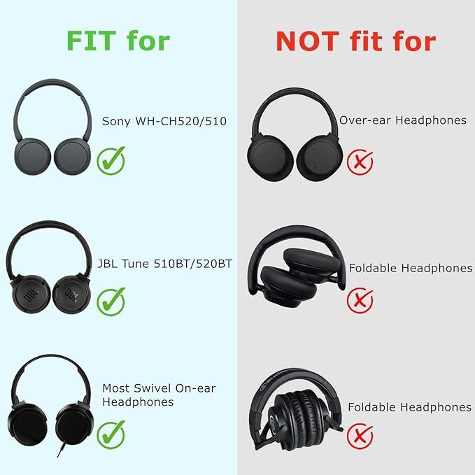 Ginsco Case Compatible with JBL Tune 510BT Bluetooth Headphones, with JBL Tune 520BT/670NC Live 460NC, with Sony WH-CH520/510, Portable Travel Carrying Headphone Case for On Ear Headphones (Black) | Bluetooth Headphones