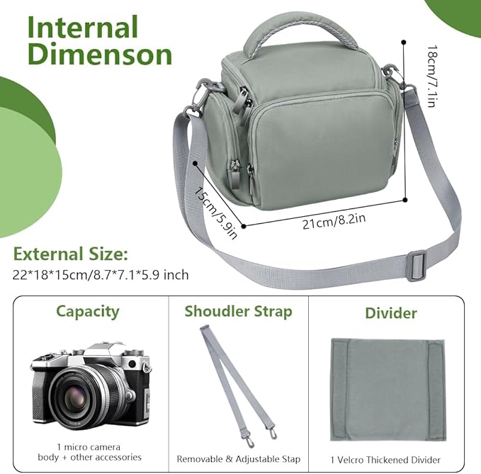 Ainiv DSLR Camera Bag, Waterproof Anti-Shock SLR Camera Case, Large Adjustable Shoulder Strap Camera Backpack, Portable Crossbody Single Shoulder Backpacks Compatible with Canon, Sony, Nikon, Grey