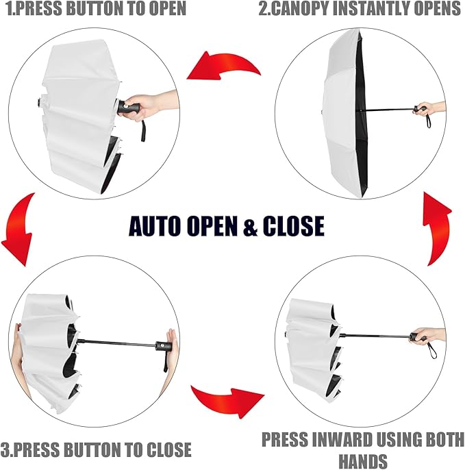 Jexine 6 Pcs Windproof Travel Umbrella for Rain Compact Small Automatic Lightweight Portable Umbrella for Men Women Backpack