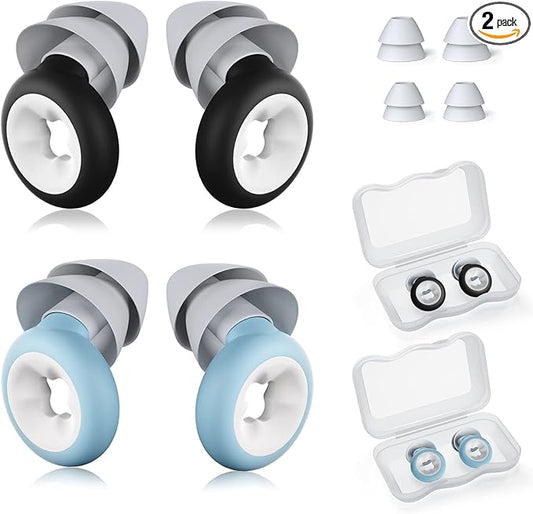Ear Plugs for Noise Reduction, Reusable Silicone Earplugs,33dB Noise Cancelling,2 Pair Waterproof Earplugs,Hearing Protection,Noise Cancelling Earplugs for Sleeping,Snoring,Work,Concert,Study