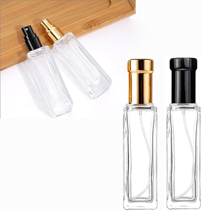 30ml Perfume Spray Bottle, 6PCS Mini Portable Travel Glass Square Spray Bottle,Small Fine Mist Spray Bottle, Refillable Glass Spray Bottle, Sample Spray Bottle (Black, 30ml)
