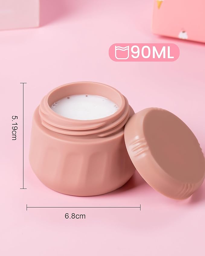 Mrsdry Travel Containers for Toiletries, TSA Approved Travel Size Toiletries 4 Pack, Refillable Containers, With Clear Bag, Leak Proof Silicone Jars, Essentials Creams Jars Carrying Small Items