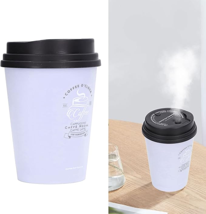 Coffee Cup Humidifier, Compact Lightweight Desktop Humidifier, for Bedroom Travel Office Home Use, Quiet Personal Air Moisturizer