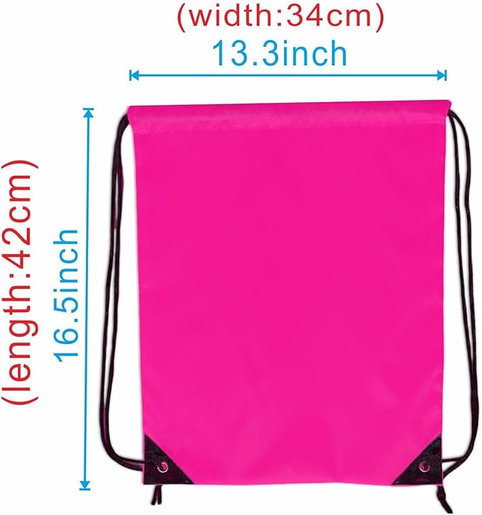 CODOBON 20 Pack Bulk Drawstring Backpacks Fuchsia, 16.5"X13.3" Cinch Bags, Can Hold 14 Inch PC, Lightweight Travel Storage & Gift Bags for Outdoor Sports