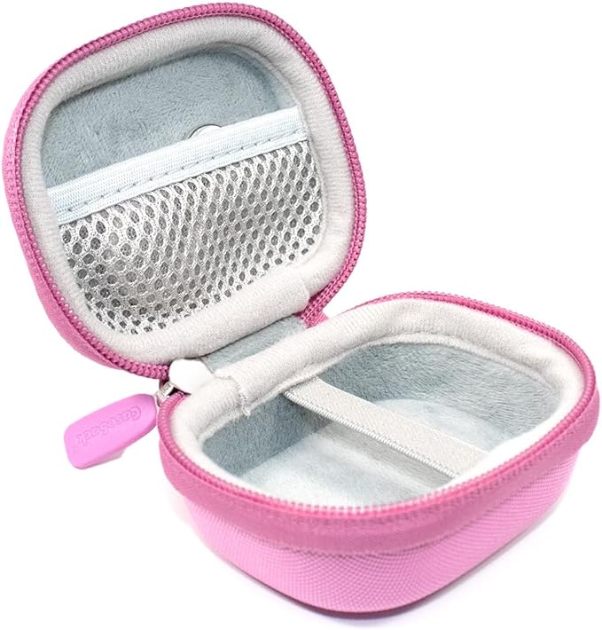 Case for TAGRY X08 Bluetooth Headphones True Wireless Earbuds 60H, mesh Pocket for Charge Cable (Pink)
