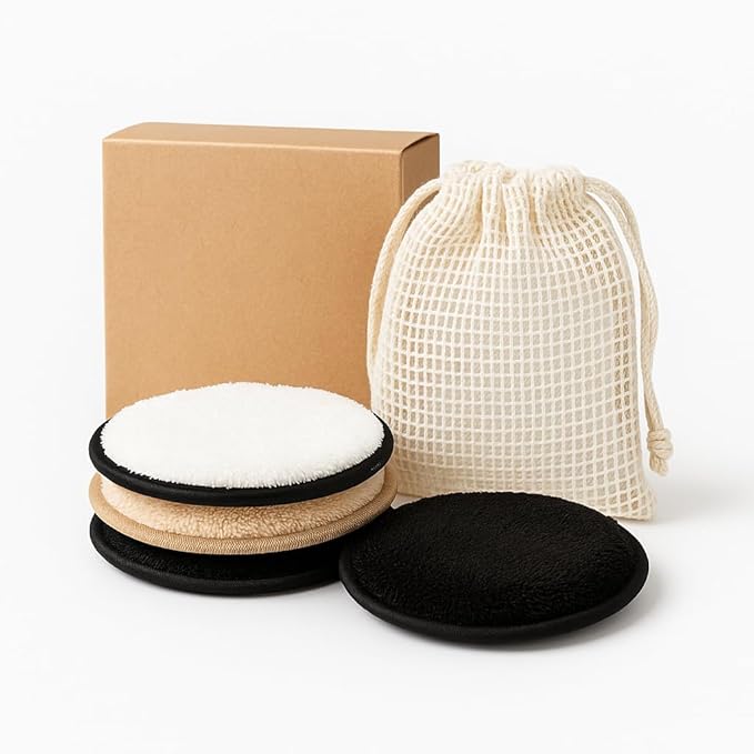Reusable Makeup Remover Pads, Washable Cotton Rounds with Mesh Laundry Bag, Travel Pouch, Pad Holder - Reusable Cotton Rounds for All Skin Types - Perfect for Face Care, eco Friendly (Rose)