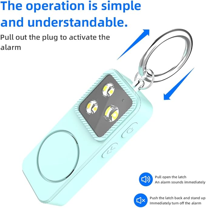 B11 Portable Lighting Women's Safety Alarm Device 150dB Buzzer Alarm Strobe Light Rechargeable with Charging Cable and Power Switch Night-time Flashlight Keychain (Black - Lighting Alarm)