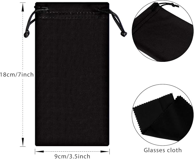 Frienda 100 Pack Soft Sunglasses Pouch Bulk Microfiber Sunglasses Case Eyeglasses Sleeve with 2 Cleaning Cloth for Storage