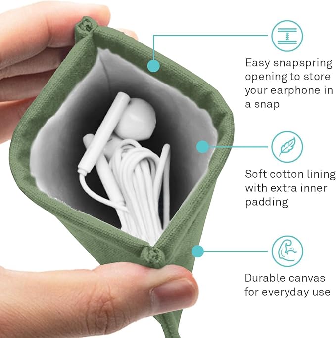 UT Wire Pocket Mobile Charger Case Pouch (Sage Green, Earbud Case | 2 Pack)