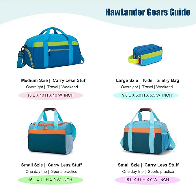 Large Kids Duffle Bag for Travel, Overnight, or Weekender, 22" inch (Blue)