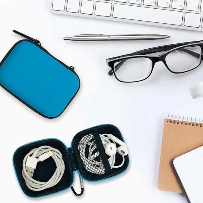 10 Pieces Earbud Case, lyfLux Square and Rectangular Headphone Case with Clips for Headphones, SD Memory Cards, Wireless Earplugs