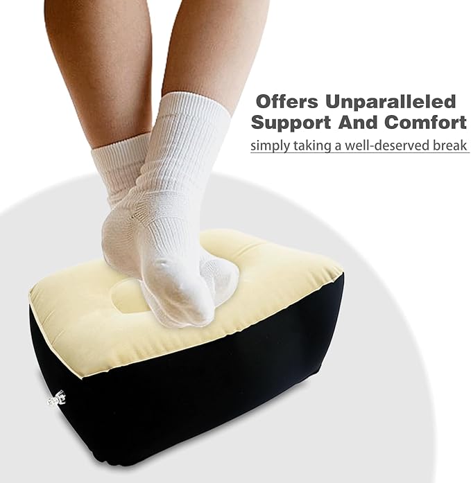 Inflatable Foot Rest, Carseat Foot Pillow, Airplanes Inflatable Foot Rest Cars, Travel Footrest Pillow for Home Office,Trains, 14.5" L×11.8" W×7.9”H