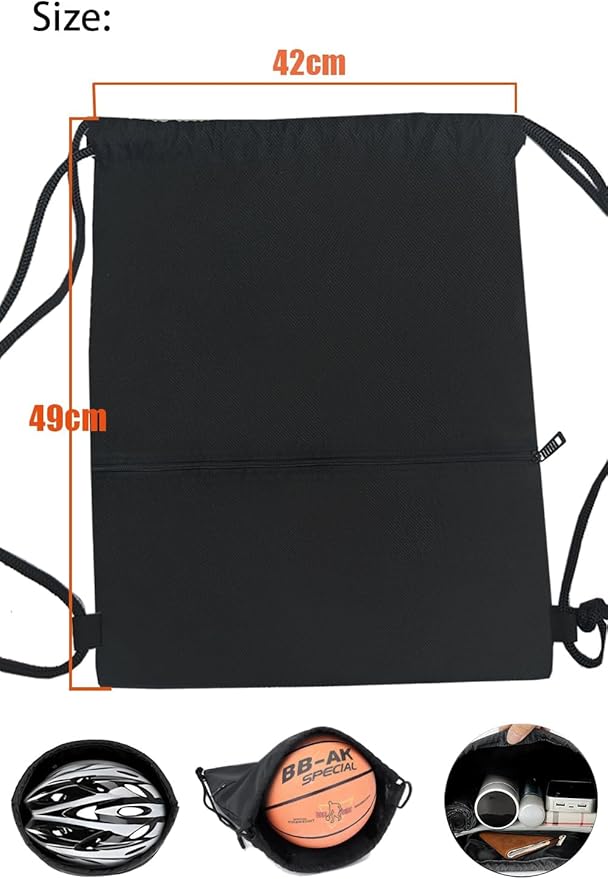 Water-Resistant String Bag for Women Men with Shoes Compartment and Zippered Pocket for Soccer, Basketball, Swim (Pink, 16.5 * 19 inches)