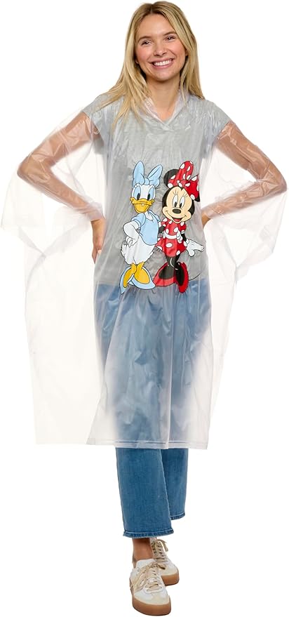 Disney Minnie Mouse Mickey Mouse Pluto Daisy Duck Rain Poncho Hoodie Unisex Adult