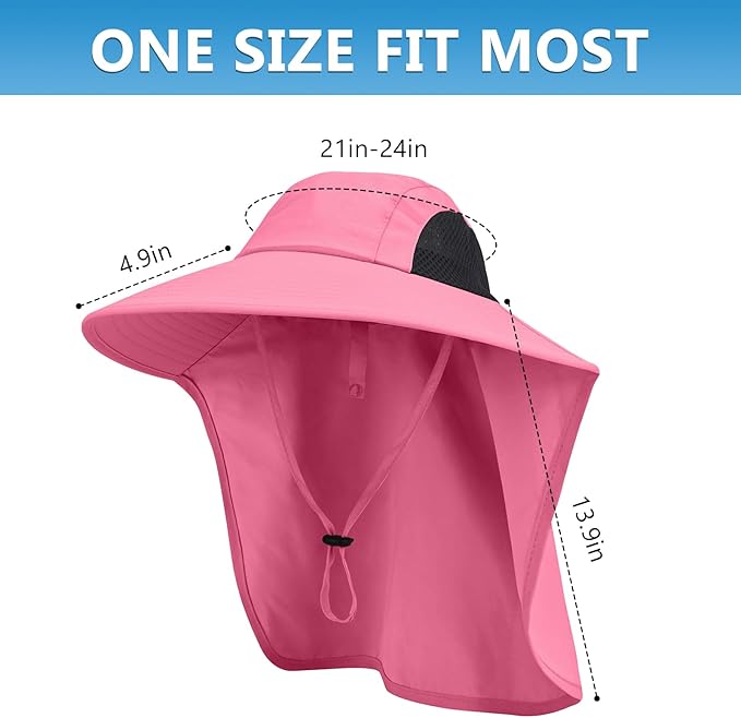 Sun Hat for Men Women with Neck Flap,UPF 50+ UV Protective Hiking Fishing Hats,Wide Brim Sun Hat for Women&Men