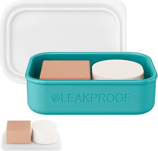 Quatish Large Leakproof Travel Soap Case, Solid Shampoo Bar Holder, Silicone Soap Box with Draining Layer, Enhanced Soap Container, Suitable for Camping, Gym, Bathroom, Outdoor Essentials, Green