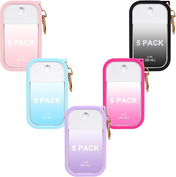 5 Pack Hand Sanitizer Spray Case with Keychain Compatible with Touch-land, Silicone Hand Sanitizer Case Holder for Touch-land Mist Case 1FL OZ