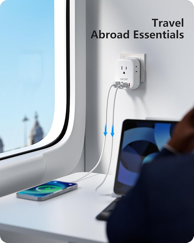 LENCENT South Africa Plug Adapter, Type M Adapter For South Africa with 4 American Outlets, 4 USB Ports(2 USB C), Type M Plug Converter for US to Bhutan Botswana Namibia Lesotho Nepal Sri Lanka