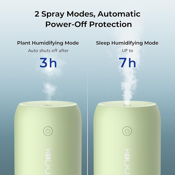 Portable Mini Humidifier, 350ml Quiet Small Cool Mist Humidifiers USB Personal Desktop Humidifier for Bedroom Office Plants Car Baby Nursery with 2 Mist Modes Auto Shut-off (Green)