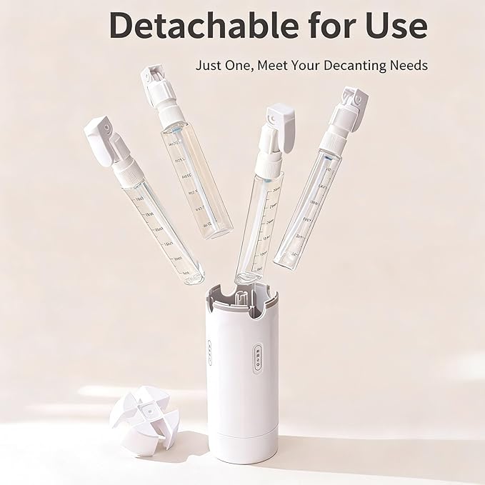 4 in 1 Travel Dispenser Bottle, Refillable Leak Proof Travel Size Bottles for Toiletries, Shampoo, Body Wash, Lotion, Conditioner (White, 16.5cmx5.5cm, 30ml x 4, Plastic)